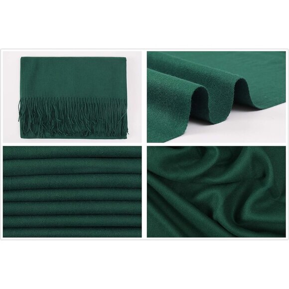 ⚡Women's Green Pashmina Shawls Evening Dress Bridesmaid Winter Warm Long Scarf - Picture 7 of 7